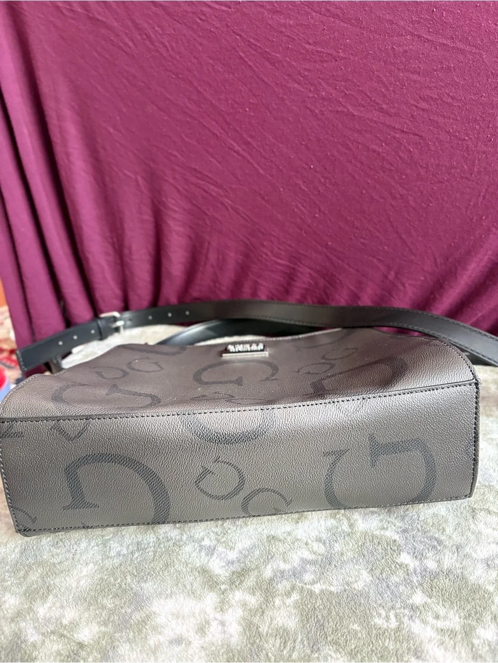 GUESS Los Angeles Black Monogram “G” Satchel Crossbody Bag Top Handle